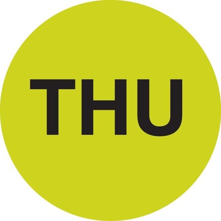 Decker Tape Products Label, DL6531, DAYS OF WEEK - THU, 1" DIAMETER DL6531